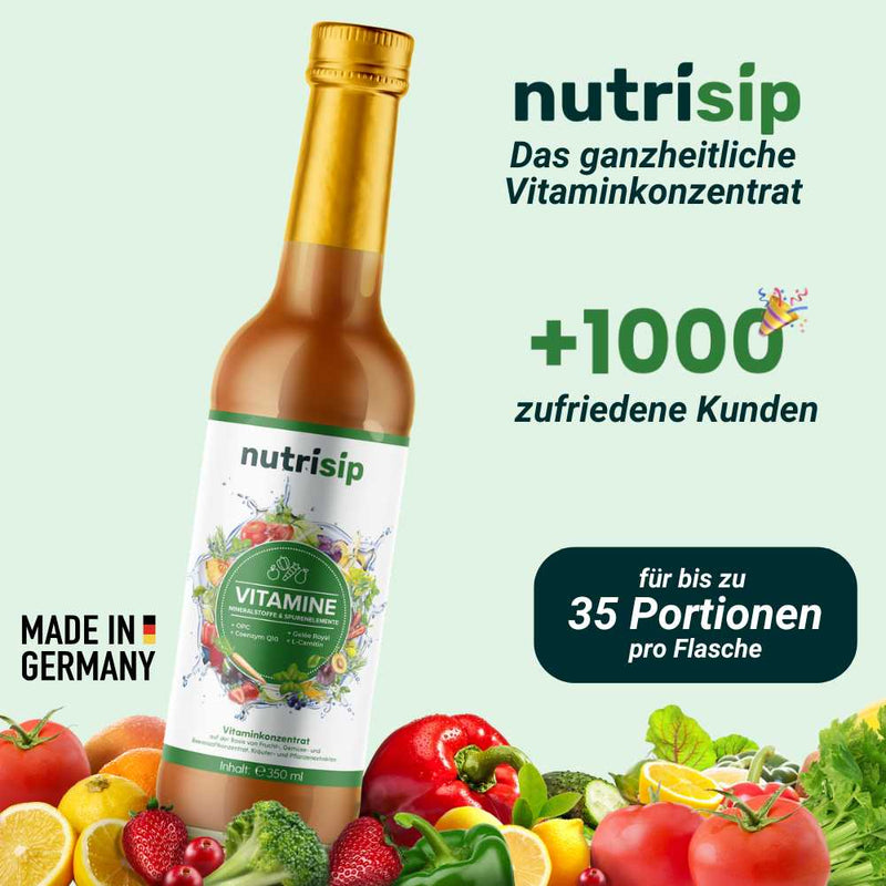 Eine sorgfältig abgestimmte Kombination aus Vitaminen, Mineralstoffen und Spurenelementen – das ist Nutrisip!
